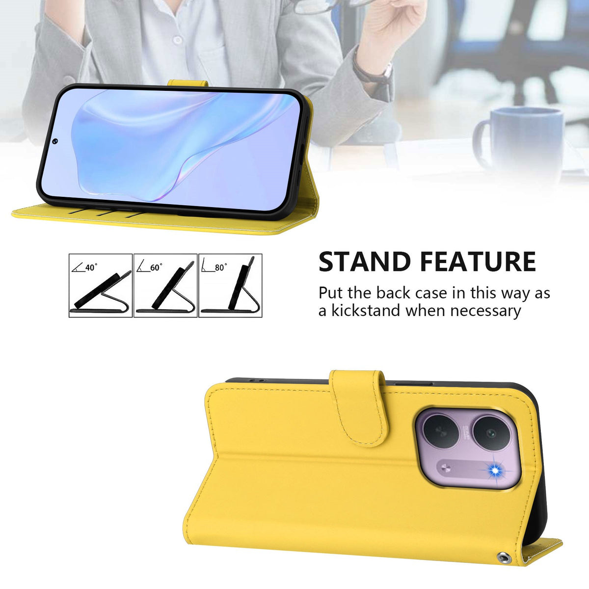 EIDERWOOD Xiaomi Redmi 17C (5G) Kunstlæder Flip Mobil Cover m. Strop - Gul