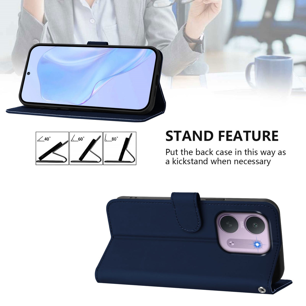 EIDERWOOD Xiaomi Redmi 17C (5G) Kunstlæder Flip Mobil Cover m. Strop - Blå