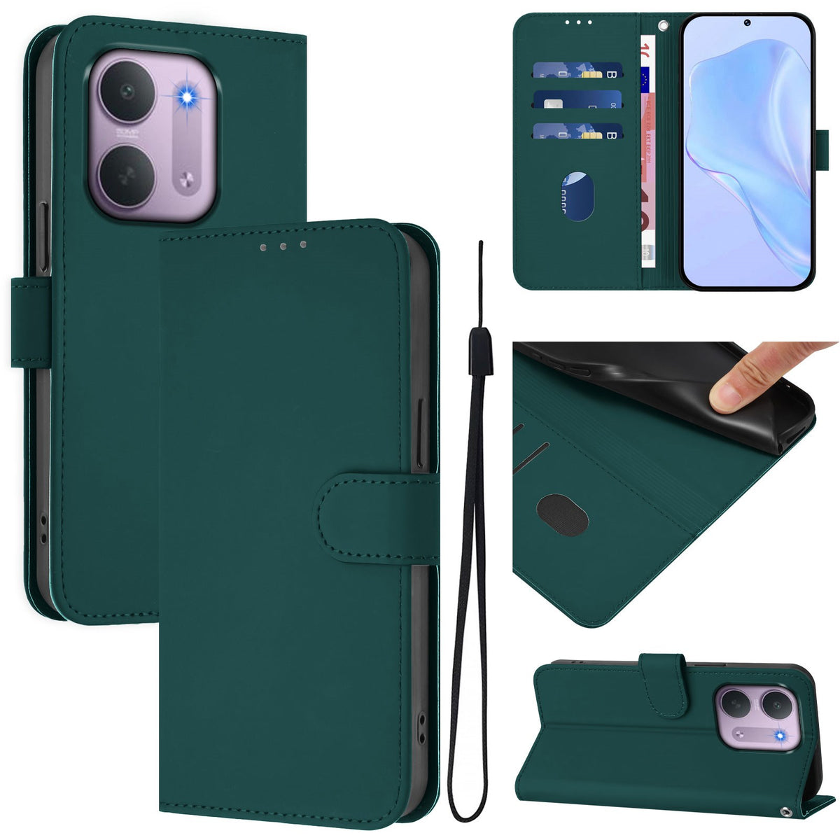EIDERWOOD Xiaomi Redmi 17C (5G) Kunstlæder Flip Mobil Cover m. Strop - Grøn