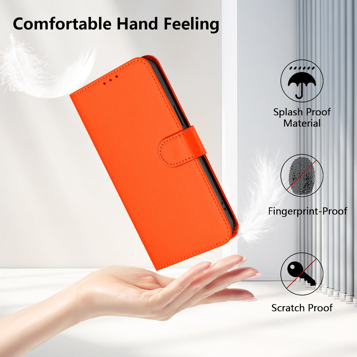 EIDERWOOD Xiaomi Redmi 17C (5G) Kunstlæder Flip Mobil Cover m. Strop - Orange