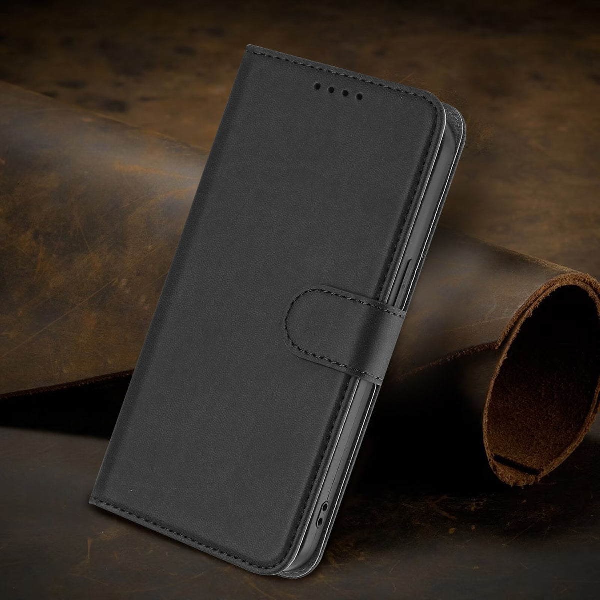 EIDERWOOD Xiaomi Redmi 17 (5G) / (4G) Kunstlæder Flip Mobil Cover med Kortholder og Ståfunktion - Sort