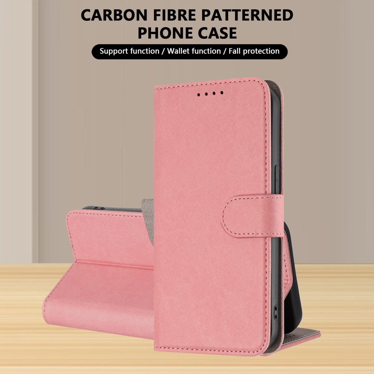 EIDERWOOD Xiaomi Redmi 17 (5G) / (4G) Kunstlæder Flip Mobil Cover med Kortholder og Ståfunktion - Lyserød