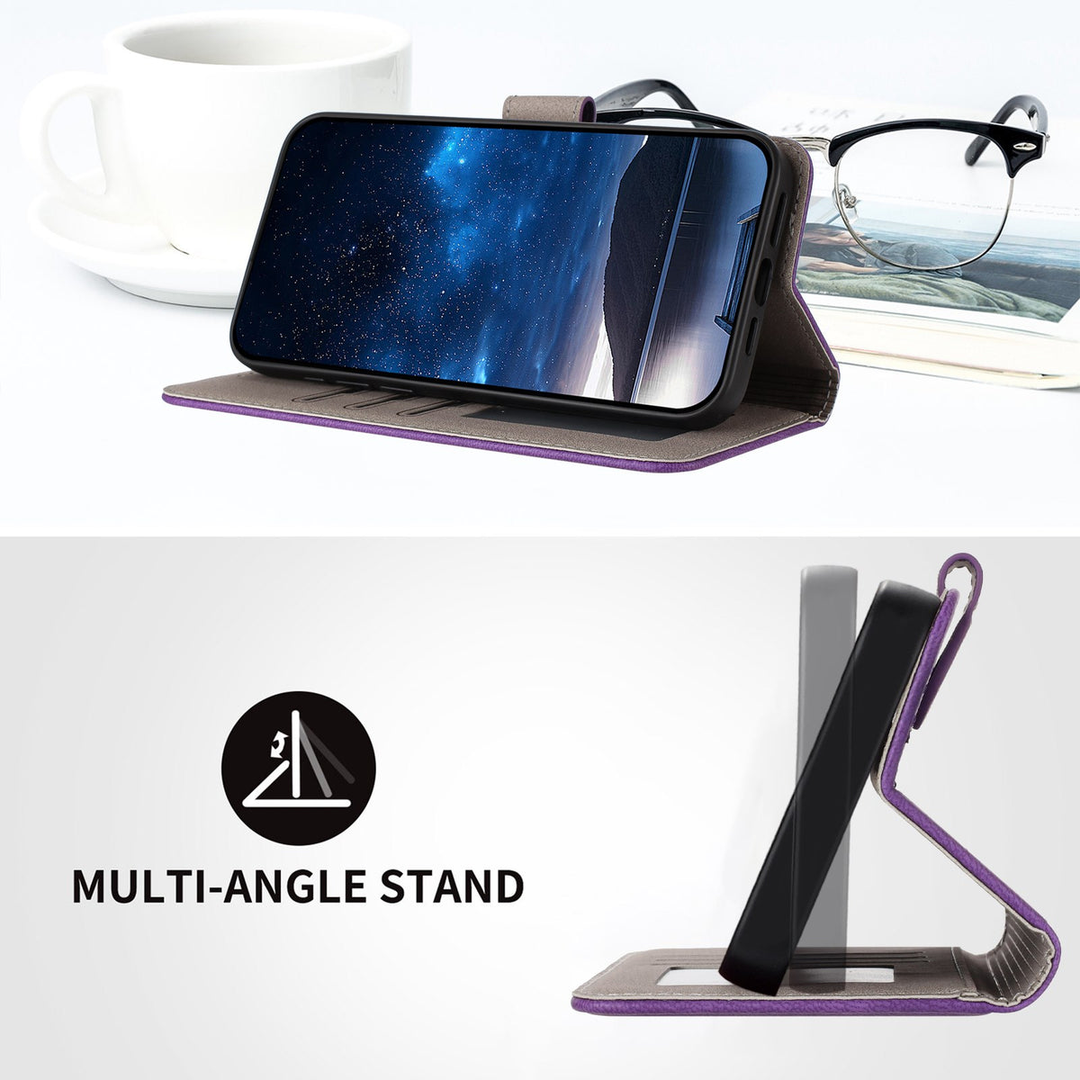 EIDERWOOD Xiaomi Redmi 17 (5G) / (4G) Kunstlæder Flip Mobil Cover med Kortholder og Ståfunktion - Lilla