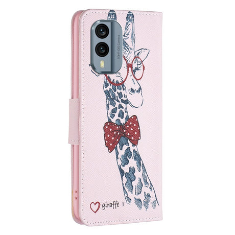 Nokia X30 Leather Flip Cover m. Lommebok og trykk - Giraffe