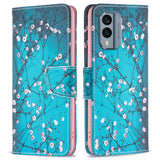 Nokia X30 Leather Flip Cover m. Lommebok og trykk - Tre med blomster