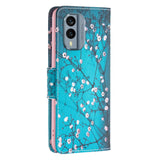 Nokia X30 Leather Flip Cover m. Lommebok og trykk - Tre med blomster