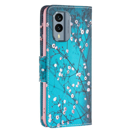 Nokia X30 Leather Flip Cover m. Lommebok og trykk - Tre med blomster