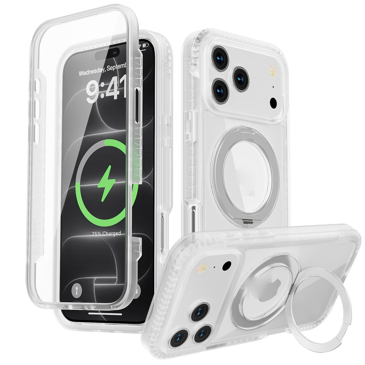 EIDERWOOD iPhone 18 Pro Max / 17 Pro Max Mobil Cover m. Skærmbeskyttelse og Kickstand - MagSafe Kompatibel - Hvid / Gennemsigtig