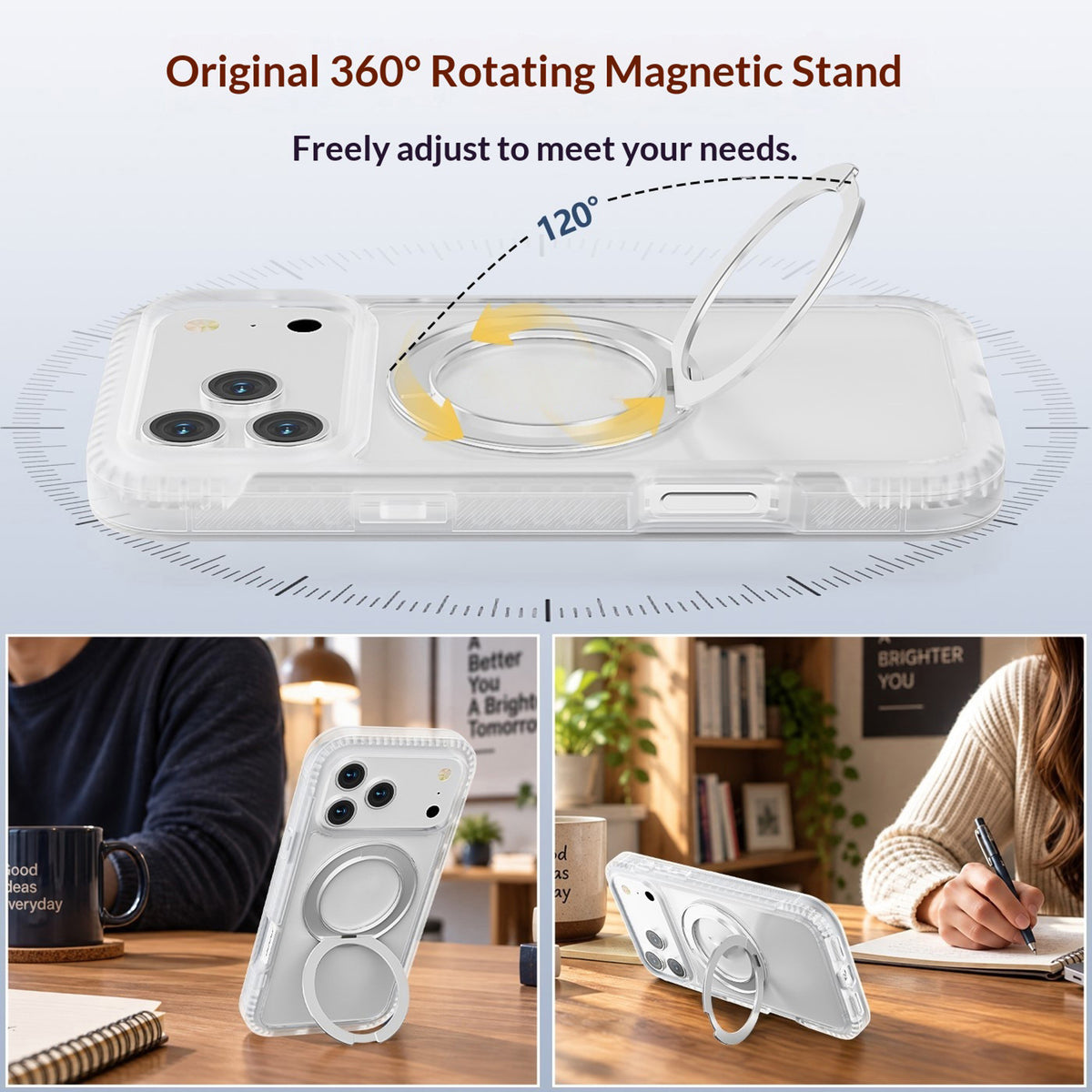 EIDERWOOD iPhone 18 Pro Max / 17 Pro Max Mobil Cover m. Skærmbeskyttelse og Kickstand - MagSafe Kompatibel - Hvid / Gennemsigtig