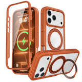 EIDERWOOD iPhone 18 Pro / 17 Pro Mobil Cover m. Skærmbeskyttelse og Kickstand - MagSafe Kompatibel - Orange / Gennemsigtig
