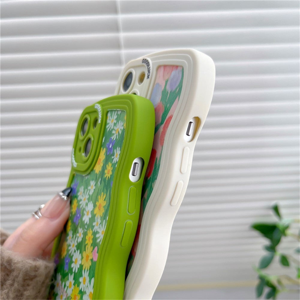iPhone 14 fleksibelt plastdeksel - hvite blomster