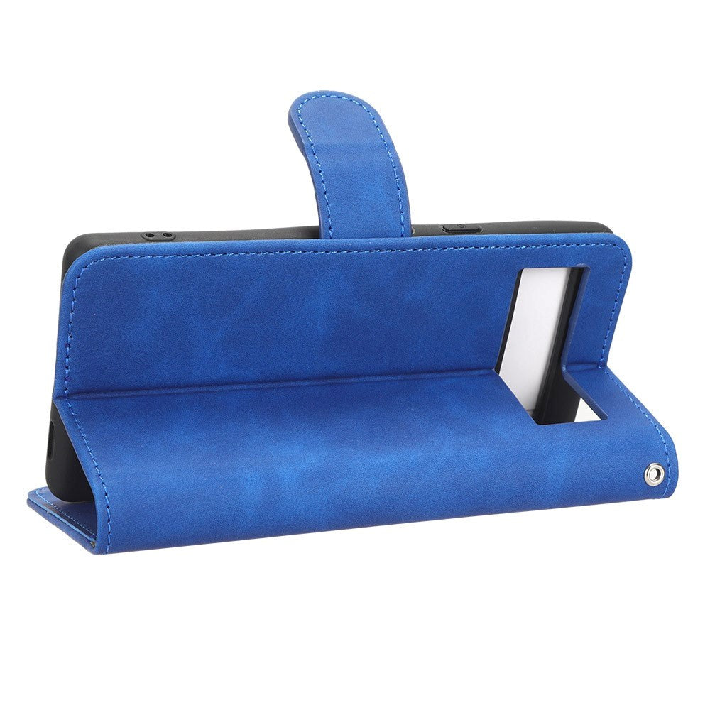 Google Pixel 7A Leather Flip Cover m. Kortholdere - Blå