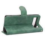 Google Pixel 7A Leather Flip Cover m. Kortholdere - Grønn