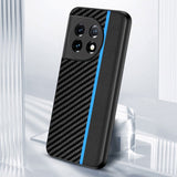 One Plus 11 TPU Carbon &amp; Faux Leather Cover - Svart / Rød