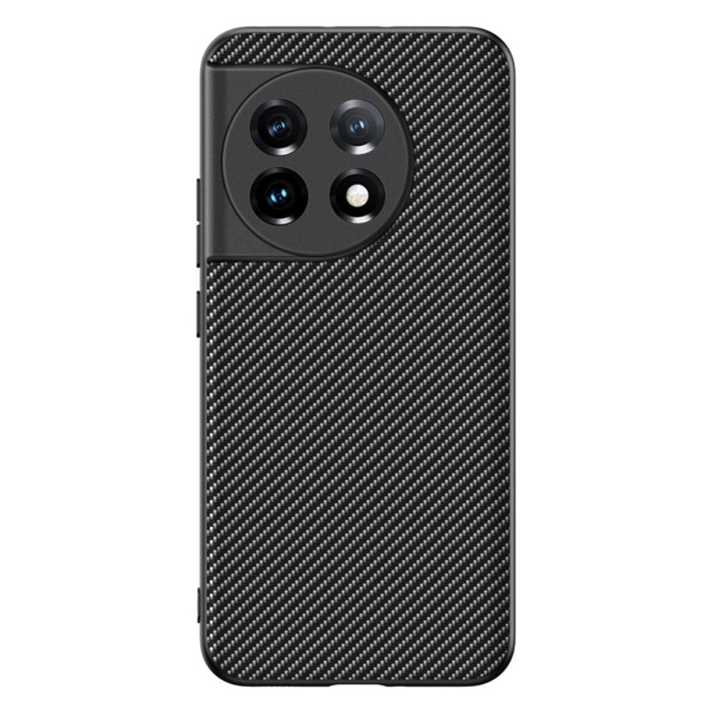 One Plus 11 TPU Carbon &amp; Faux Leather Cover - Svart / Grå