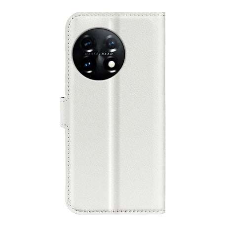 OnePlus 11 PU Litchi Leather Flip Cover m. Lommebok - Hvit