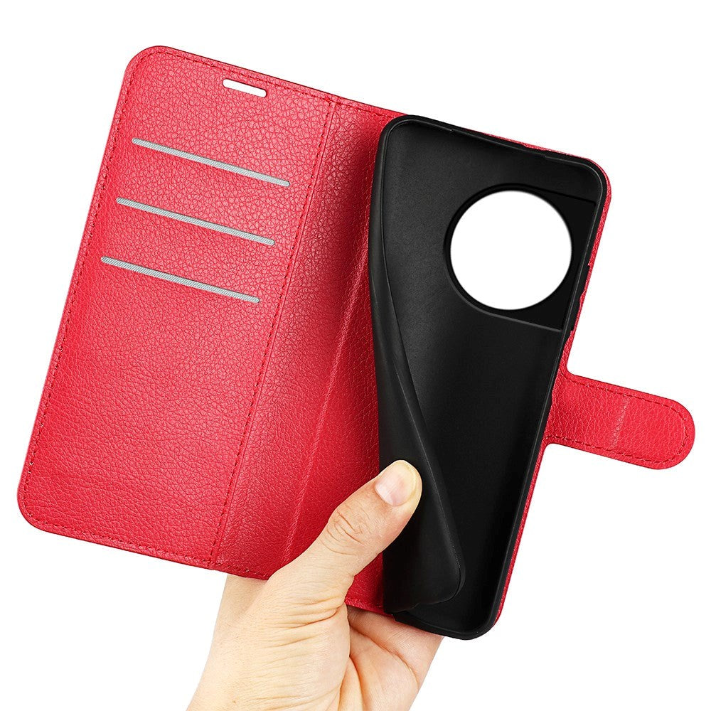 OnePlus 11 PU Litchi Leather Flip Cover m. Lommebok - Rød