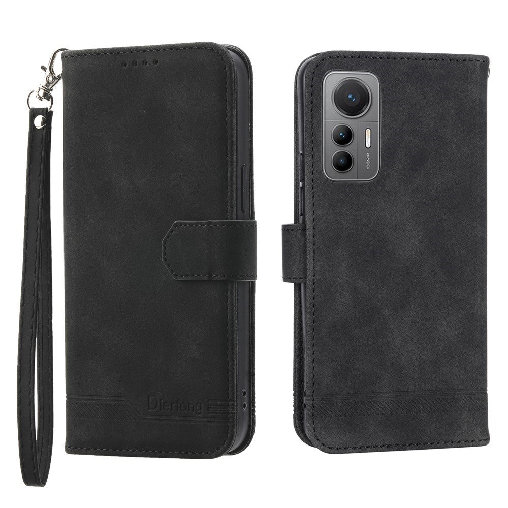 EIDERWOOD Xiaomi 12 Pro Kunstlæder Flip Cover m. Pung og Strop - Sort