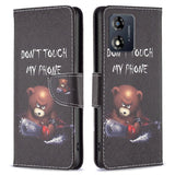 Motorola Moto E13 Leather Flip Cover m. Pung &amp; Print - "Don't Touch My Phone" Bjørn