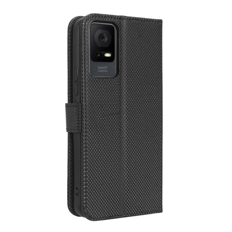 TCL 405 / 406 / 408 / T506D Leather Flip Cover m. Diamanttekstur - Svart
