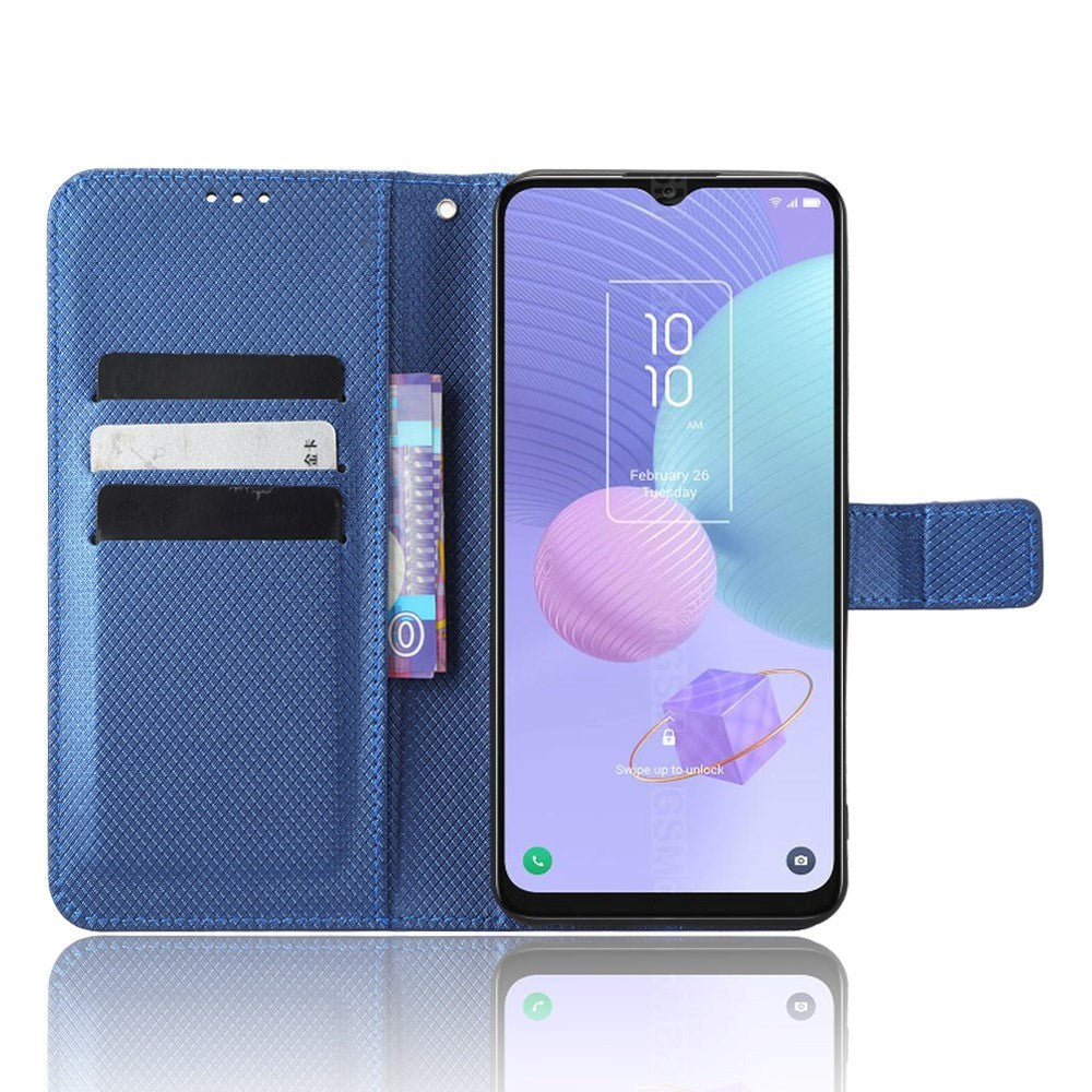 TCL 405 / 406 / 408 / T506D Leather Flip Cover m. Diamanttekstur - blå