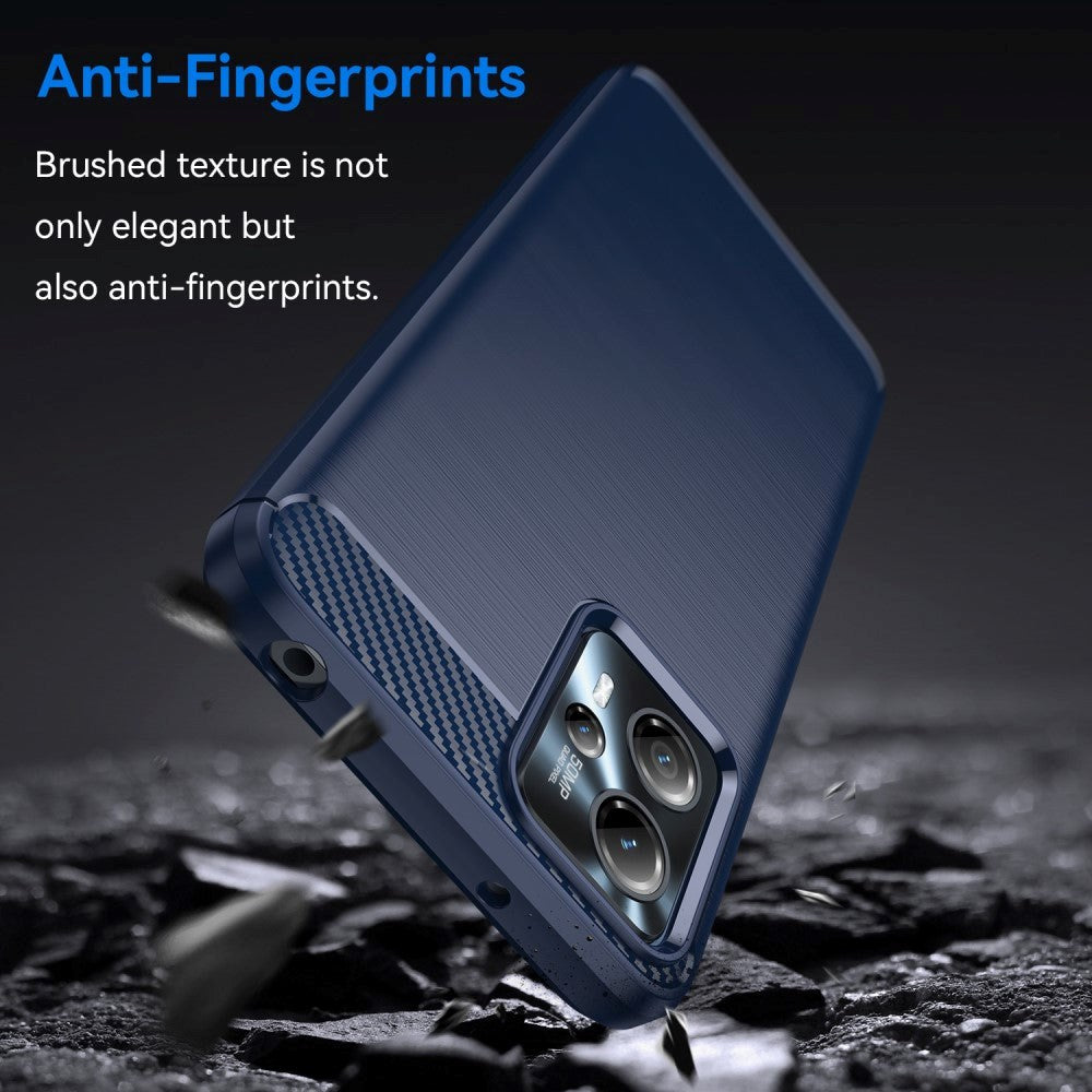 Motorola Moto G13 / G23 Brushed Carbon Fiber Bagside Cover - Blå