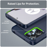 Motorola Moto G13 / G23 Brushed Carbon Fiber Bagside Cover - Blå
