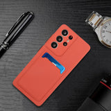 Samsung Galaxy S23 Ultra fleksibelt plastdeksel m. Kortholder - Rustrød