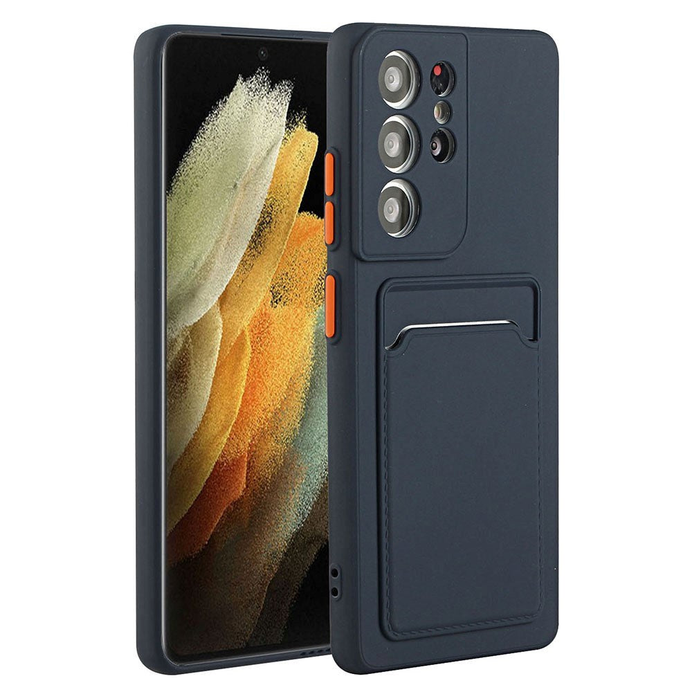 Samsung Galaxy S23 Ultra fleksibelt plastdeksel m. Kortholder - Blå