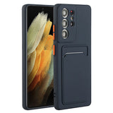 Samsung Galaxy S23 Ultra fleksibelt plastdeksel m. Kortholder - Blå