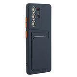 Samsung Galaxy S23 Ultra fleksibelt plastdeksel m. Kortholder - Blå
