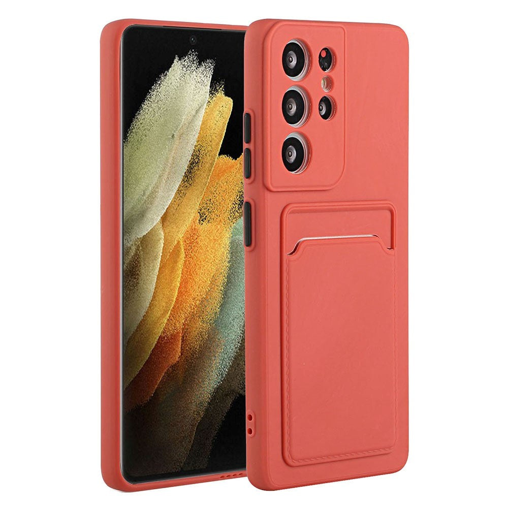 Samsung Galaxy S23 Ultra fleksibelt plastdeksel m. Kortholder - Rustrød