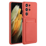 Samsung Galaxy S23 Ultra fleksibelt plastdeksel m. Kortholder - Rustrød