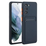 Samsung Galaxy S23 Fleksibel Plastik Bagside Cover m. Kortholder - Blå
