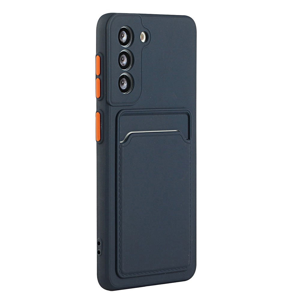 Samsung Galaxy S23 Fleksibel Plastik Bagside Cover m. Kortholder - Blå