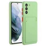 Samsung Galaxy S23 Fleksibel Plastik Bagside Cover m. Kortholder - Lysegrøn