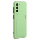 Samsung Galaxy S23 Fleksibel Plastik Bagside Cover m. Kortholder - Lysegrøn