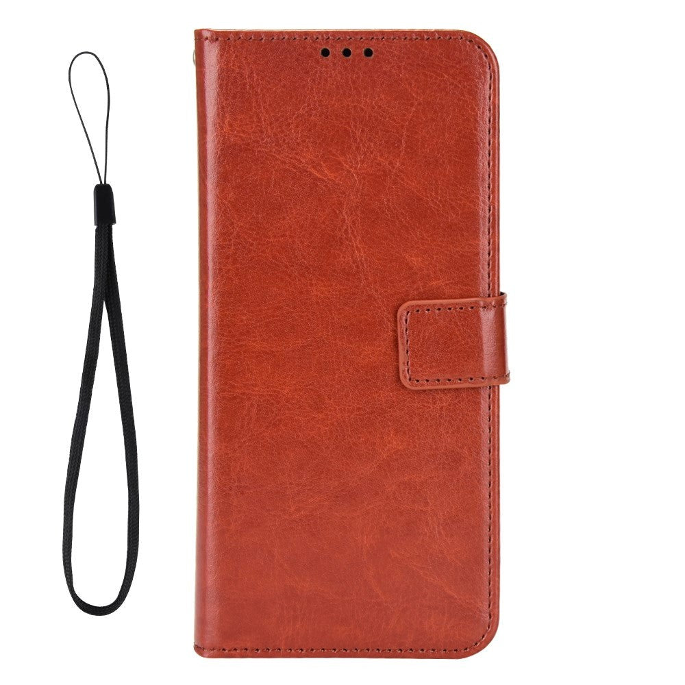 Google Pixel 7A Leather Flip Cover m. Lommebok og stropp - Brun