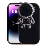 iPhone 14 Pro fleksibelt plastdeksel m. 3D Astronaut Figur og Kamera Beskyttelse - Svart / Gull