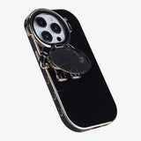 iPhone 14 Pro fleksibelt plastdeksel m. 3D Astronaut Figur og Kamera Beskyttelse - Svart / Gull