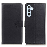 Samsung Galaxy A24 Litchi Leather Flip Cover m. Lommebok - Svart