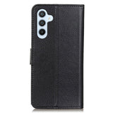 Samsung Galaxy A24 Litchi Leather Flip Cover m. Lommebok - Svart