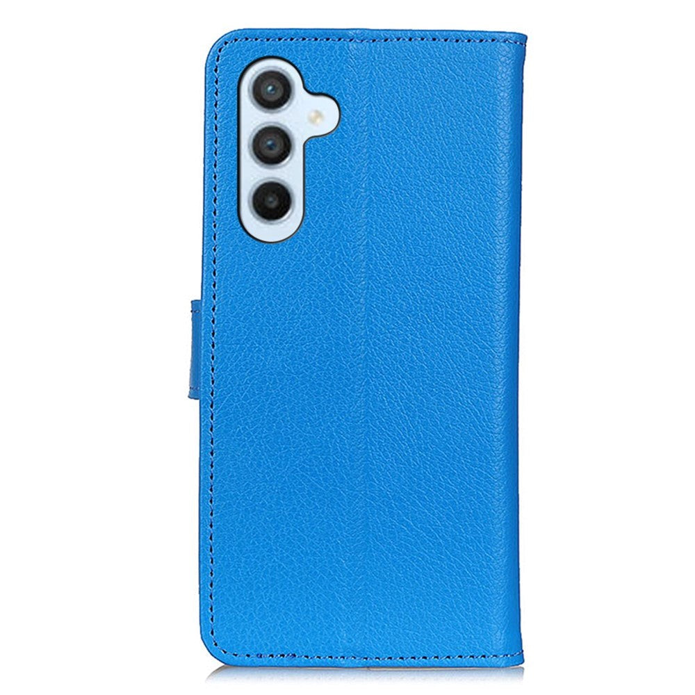 Samsung Galaxy A24 Litchi Leather Flip Cover m. Lommebok - Blå