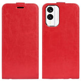 Nokia X30 Vertical Flip Leather Cover m. Kortholder - Rød