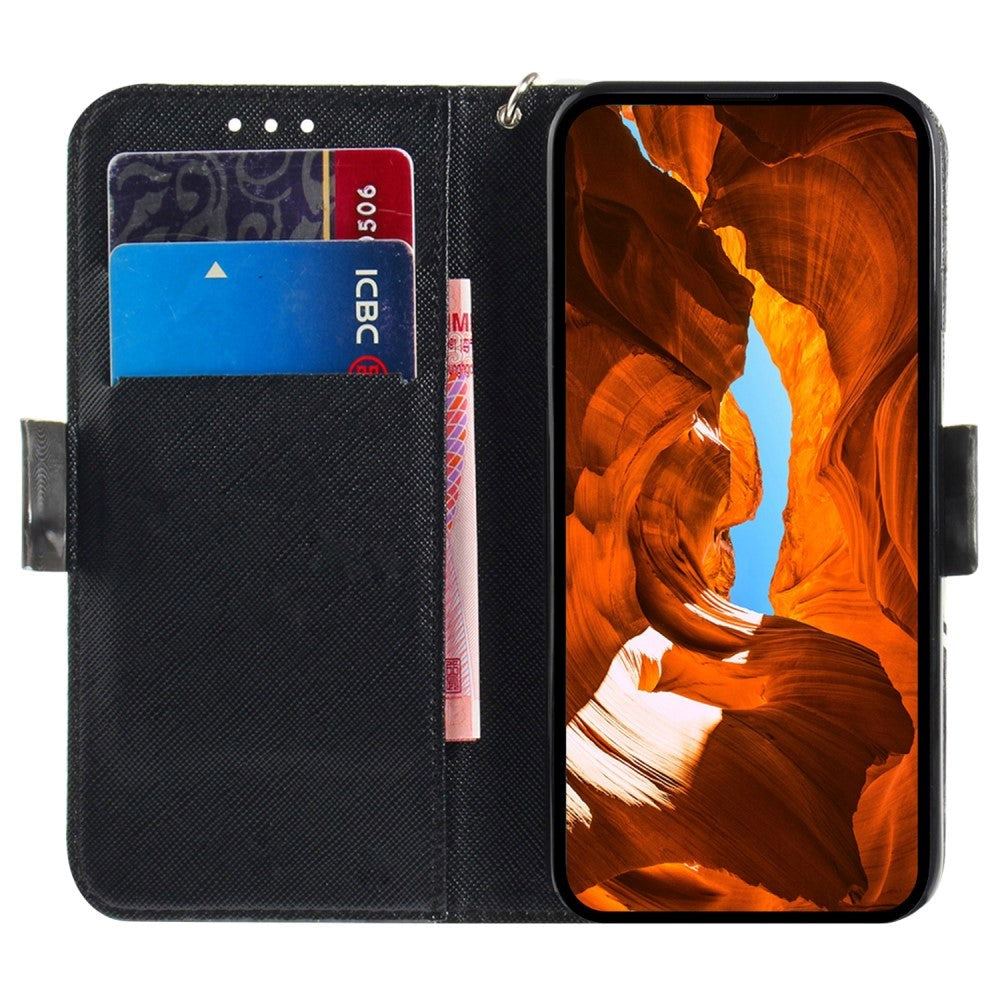 Sony Xperia 1 V Leather Flip Cover m. Trykk - Grå Katt