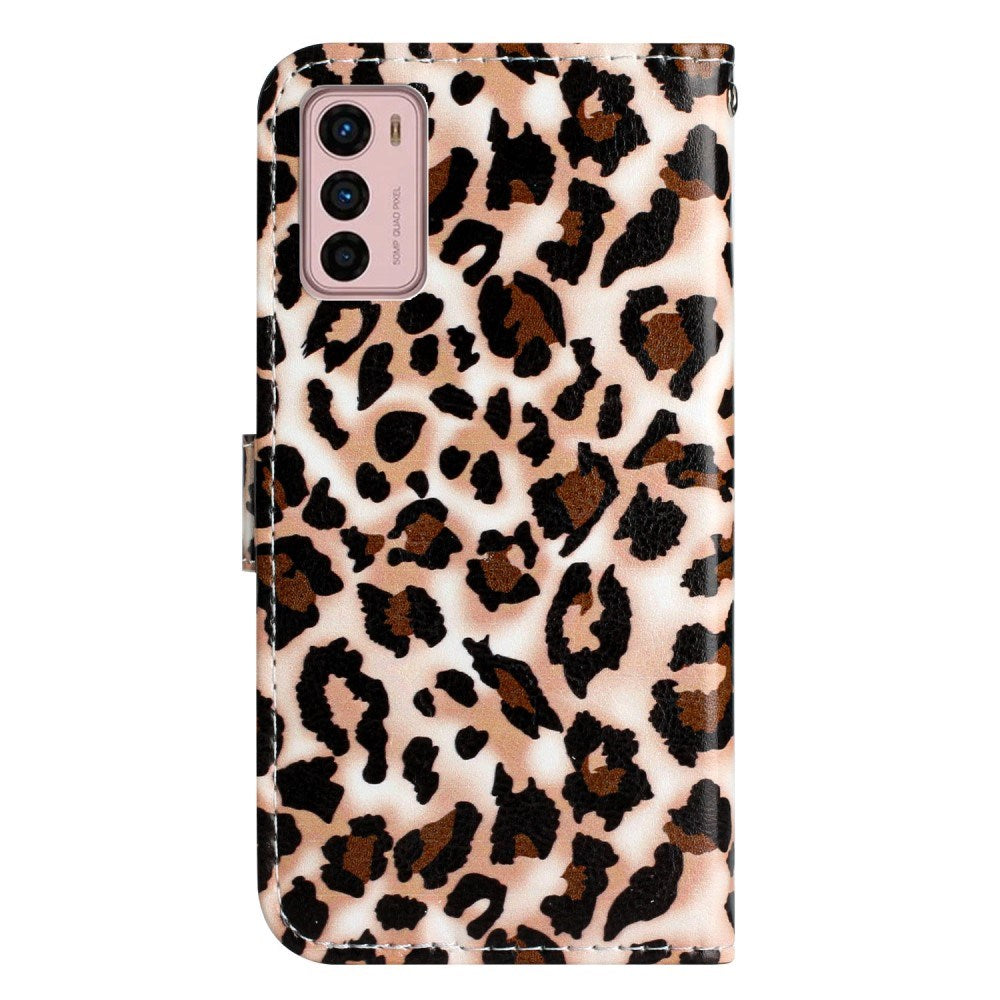 EIDERWOOD Motorola Moto G42 Leather Flip Cover m. Lommebok og stropp - Leopard