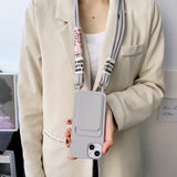 iPhone 14 fleksibelt plastdeksel m. Kortholder og snor - gul