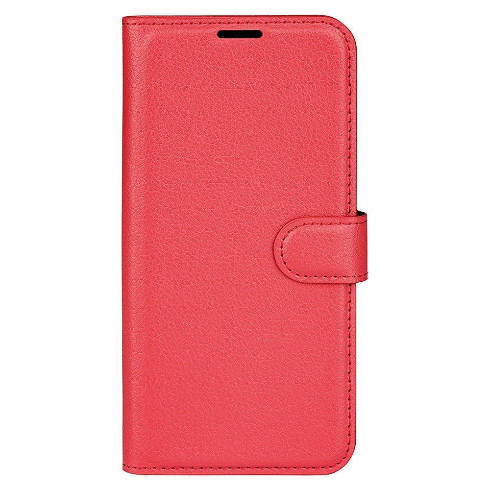 Sony Xperia 1 V Litchi Leather Flip Cover m. Lommebok - Rød