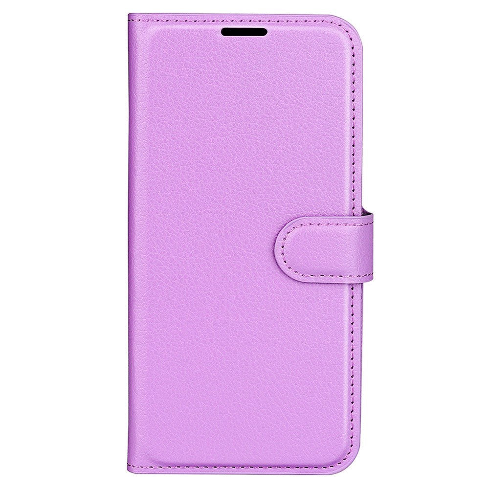 Sony Xperia 1 V Litchi Leather Flip Cover m. Lommebok - Lilla