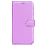 Sony Xperia 1 V Litchi Leather Flip Cover m. Lommebok - Lilla